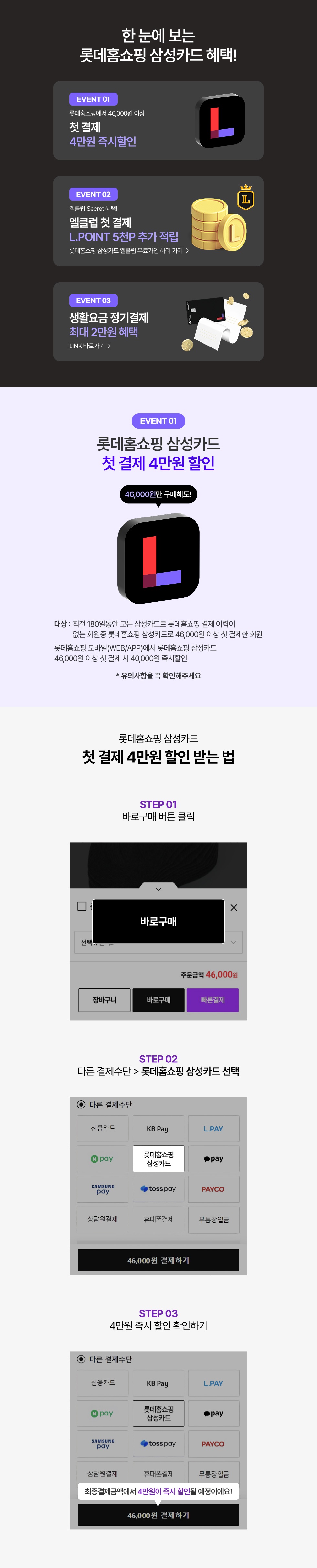한 눈에 보는 롯데홈쇼핑 삼성카드 혜택